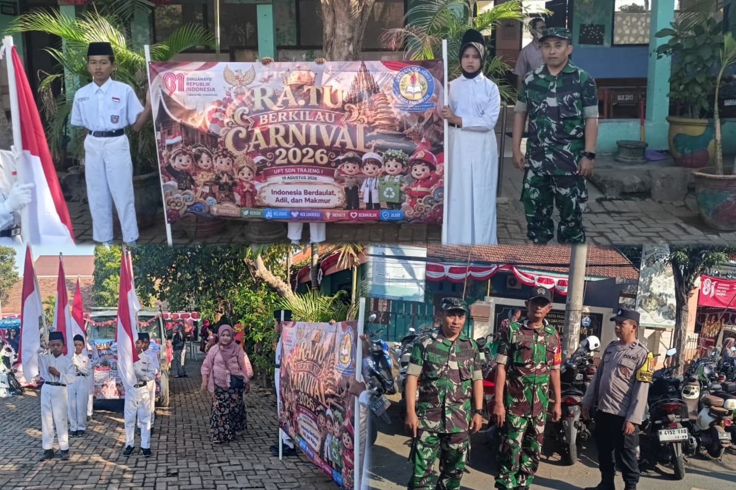 Babinsa Gadingrejo memantau Karnaval Kemerdekaan siswa UPT SD Negeri Trajeng 1, Pasuruan