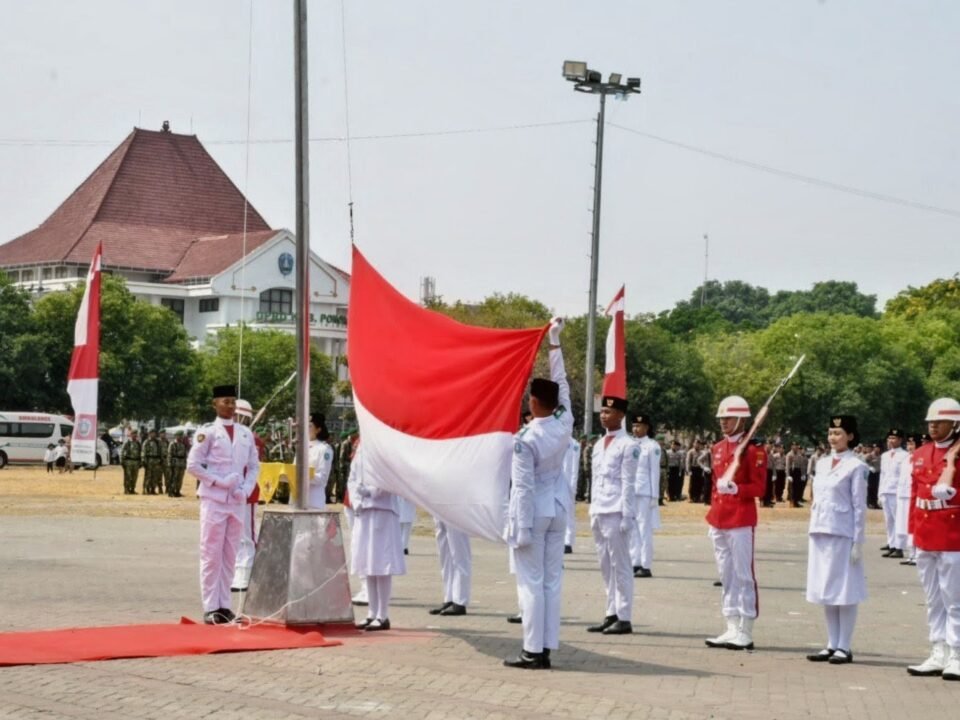Upacara Kemerdekaan ke-81 Republik Indonesia di Alun-Alun Kabupaten Ponorogo, dihadiri Komandan Kodim 0802 Letkol Farauk Saputra./dok.DNY