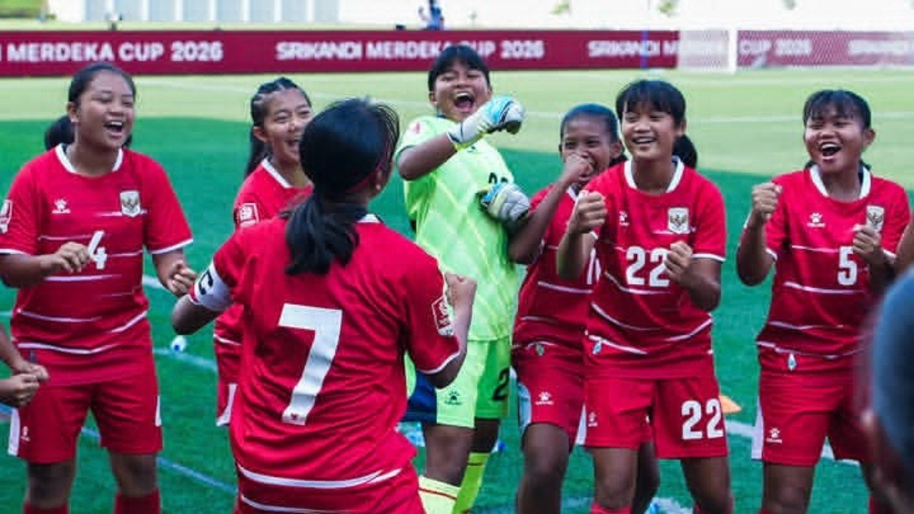 Tim Indonesia Putri Nusantara U-16 tampil di Srikandi Merdeka Cup 2026 yang berlangsung di Stadion Super Soccer Arena, Kudus.