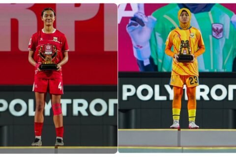 Jazlyn Kayla Firyal dan Alleana Arumy meraih penghargaan meski Garuda Pertiwi U-16 gagal juara Srikandi Merdeka Cup 2026 di Kudus./Instagram @srikandimerdekacup
