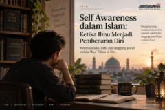 Ilustrasi self awareness dalam Islam melalui muhasabah, mujahadah, fiqh dan tasawuf