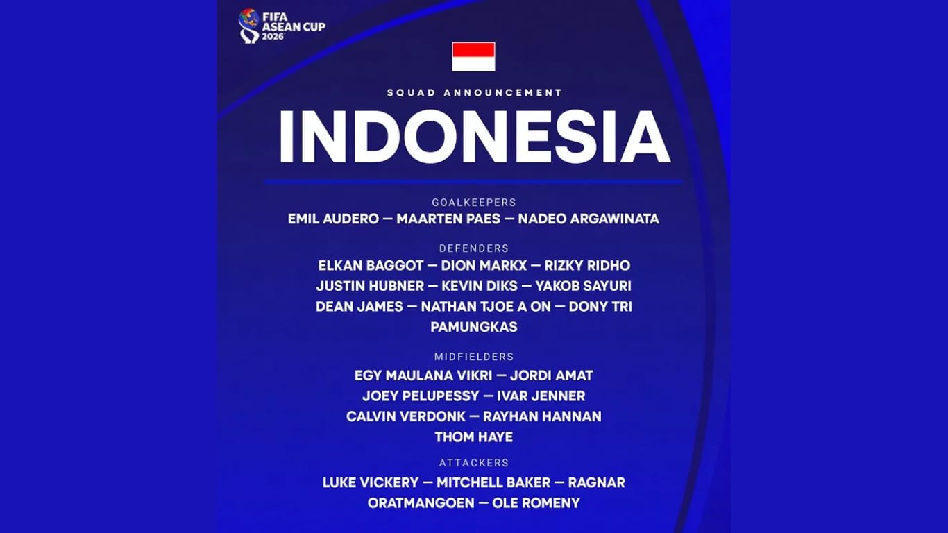 Daftar 23 pemain Timnas Indonesia di FIFA ASEAN Cup 2026, tanpa wakil dari klub Jawa Timur./Instagram @fifaaseancup