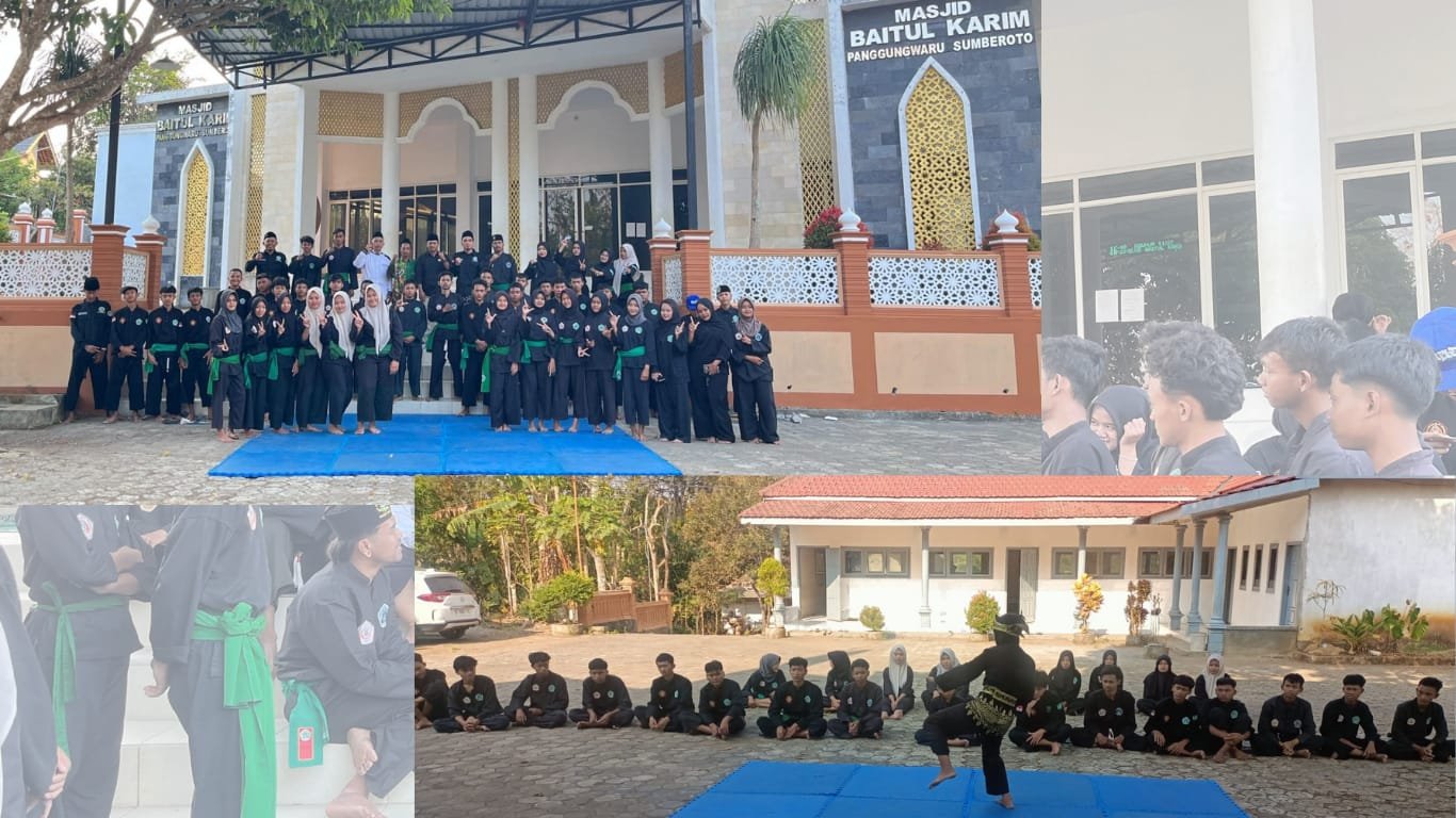 Pagar Nusa Donomulyo saat latihan dan berfoto bareng di halaman Masjid Baitul Kharim Sumberoto, Donomulyo, Kabupaten Malang pada Sabtu (19/9)./dok.ROF