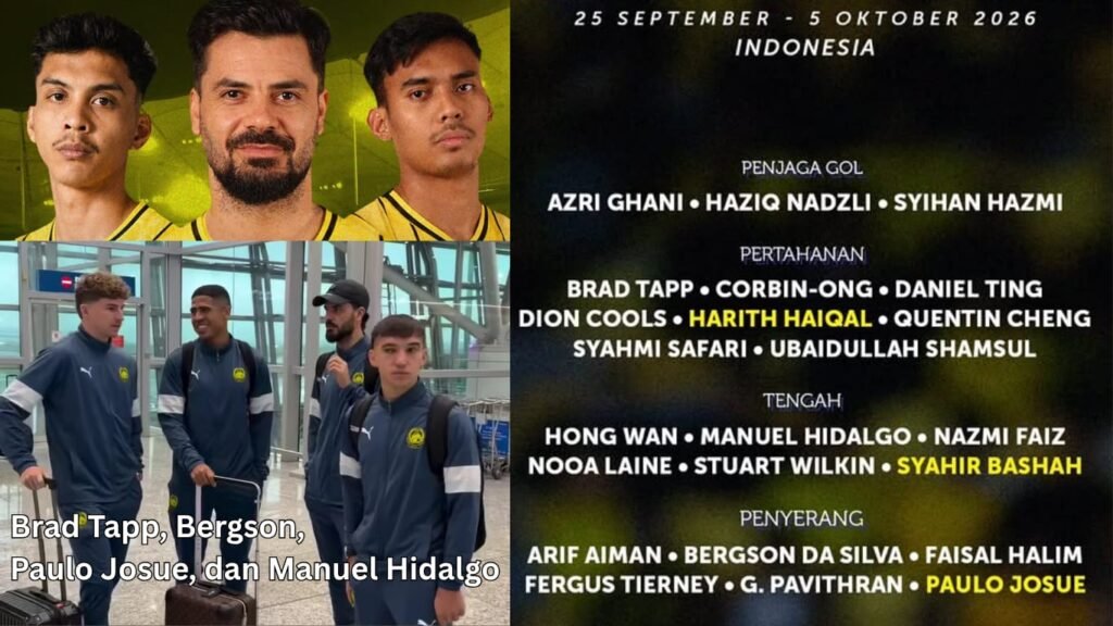 Ada tiga pergantian pemain (gambar kiri atas) dalam daftar 23 nama skuat Malaysia untuk FIFA ASEAN Cup 2026 di Indonesia./Instagram @malaysia_nt & @famalaysia