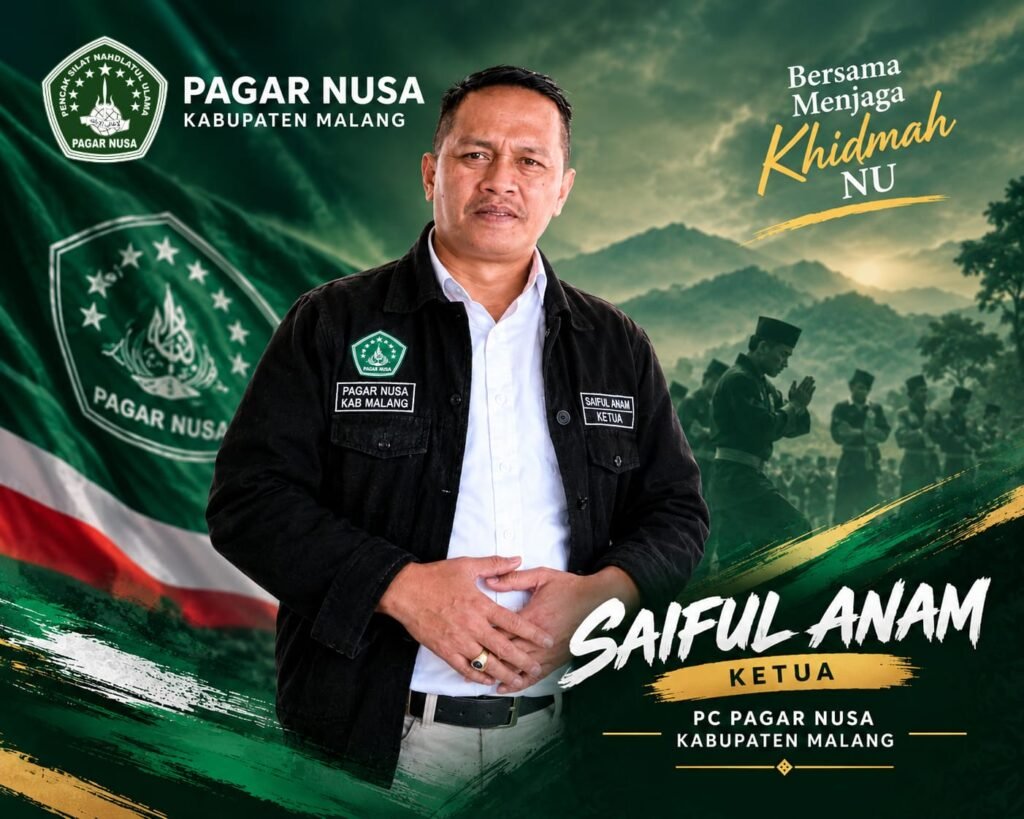Saiful Anam, Ketua PC Pagar Nusa Kabupaten Malang, mengajak pesilat (atlet) dan orang sekitarnya menjaga khidmah NU bersama./dok.ROF