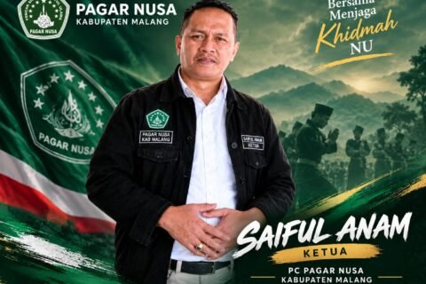 Saiful Anam, Ketua PC Pagar Nusa Kabupaten Malang, mengajak pesilat (atlet) dan orang sekitarnya menjaga khidmah NU bersama./dok.ROF
