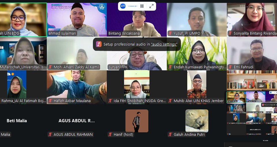 Tangkapan layar pertemuan daring serah terima rekomendasi kurikulum inti prodi psikologi islam oleh API Jatim dan K2P-PTKI