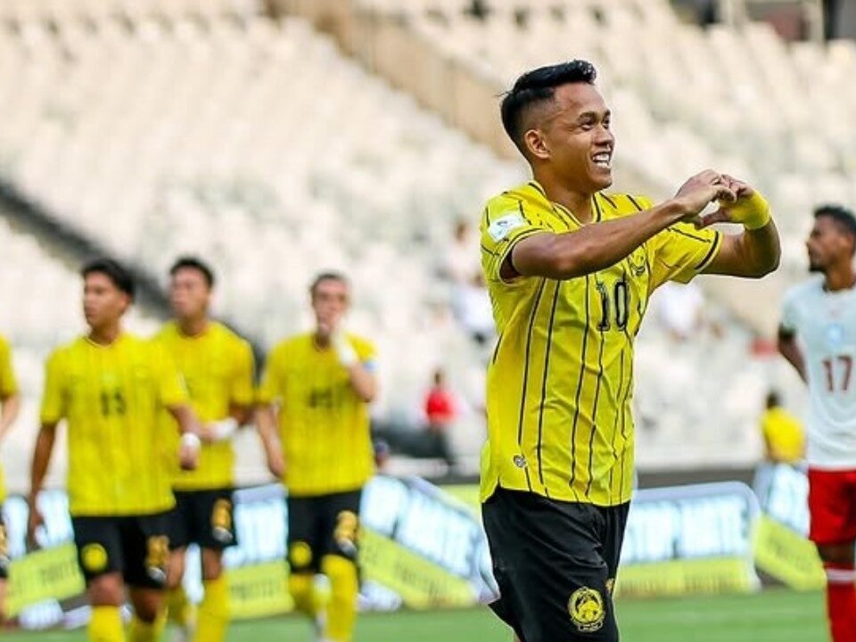 Pemain Malaysia, Arif Aiman mencetak dua gol ke gawang Bangladesh dalam laga pembuka Grup A Divisi 1 FIFA ASEAN Cup 2026 di GBK Jakarta (25/9)./Instagram @malaysia_nt
