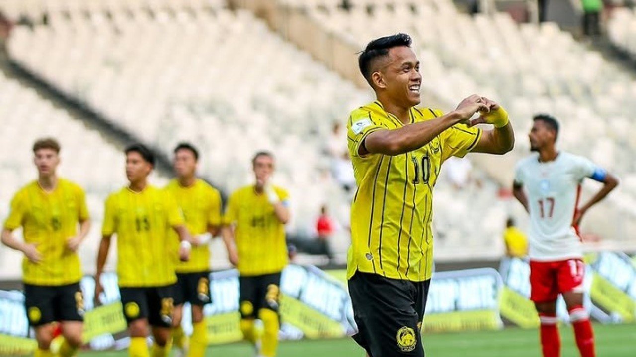 Pemain Malaysia, Arif Aiman mencetak dua gol ke gawang Bangladesh dalam laga pembuka Grup A Divisi 1 FIFA ASEAN Cup 2026 di GBK Jakarta (25/9)./Instagram @malaysia_nt