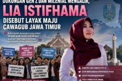 Poster digital yang merepresentasikan derasnya aspirasi dan dukungan dari kalangan Gen Z serta milenial yang menilai sosok Senator DPD RI, Lia Istifhama, sebagai figur pemimpin ideal yang layak diusung menjadi Calon Wakil Gubernur Jawa Timur.