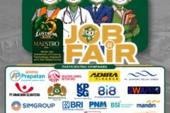Poster resmi gelaran Job Fair UIN Malang 2026 yang menggandeng belasan perusahaan multisektor di Lantai 2 Sport Center Kampus UIN Malang. Pendaftaran peserta dapat diakses melalui pemindaian kode QR resmi.