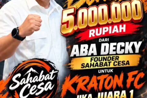 Founder Sahabat Cesa, Aba Decky, siapkan suntikan bonus jutaan rupiah bagi skuad Kraton FC demi memacu semangat juang merebut gelar Juara 1.