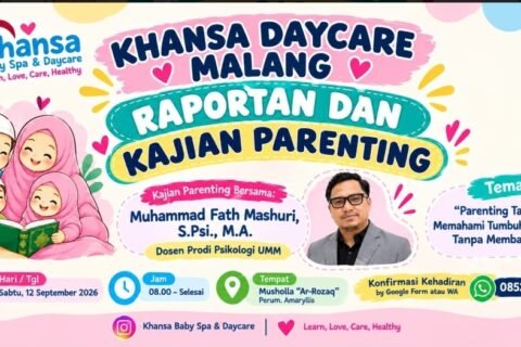 Poster rapitan dan kajian parenting di Khansa Daycare Malang.