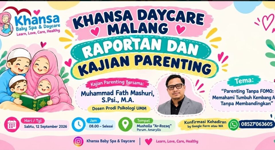 Poster rapitan dan kajian parenting di Khansa Daycare Malang.