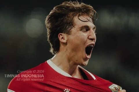 Luke Vickery debut bersama Timnas Indonesia dan langsung memberi asis untuk gol Ragnar Oratmangoen ke gawang Singapura pada laga pertama FIFA ASEAN Cup 2026 di GBK (25/9)./Instagram @timnasindonesia