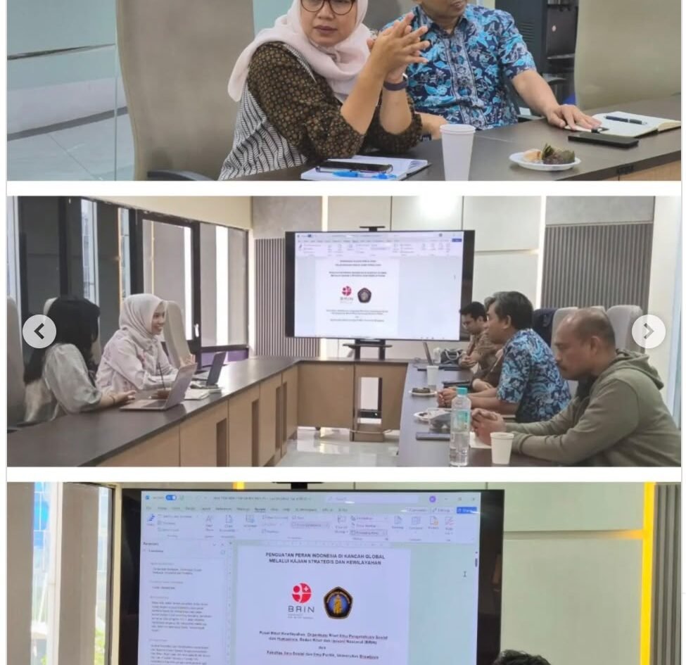 Dosen FISIP UB Primadiana Yunita saat berdiskusi bersama jajaran peneliti Pusat Riset Kewilayahan BRIN di Jakarta.