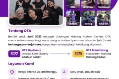 Brosur informasi profil layanan Omah Terapi Autis (OTA) yang didukung penuh oleh Malang Autism Center.