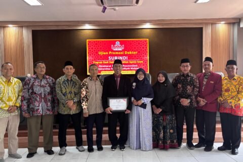 Surindi, M.Si., meraih gelar doktor PAI di Universitas Muhammadiyah Malang dan menjadi doktor ke-167 UMM./dok.UIN Malang