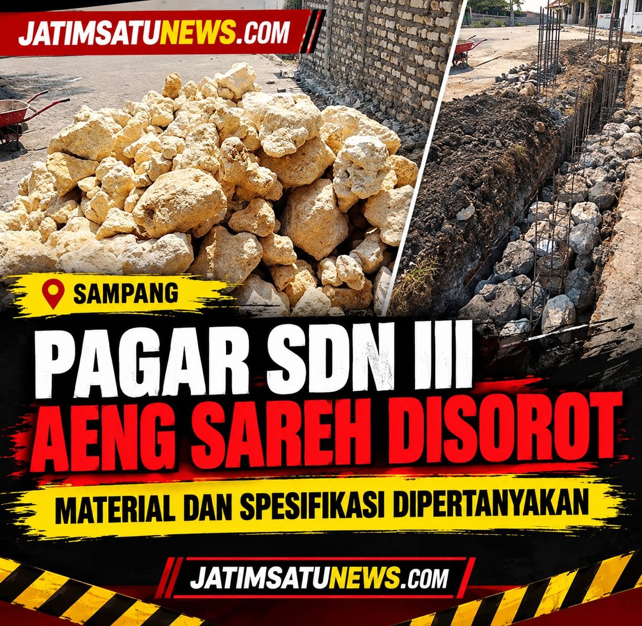 Proyek Pagar SDN III Aeng Sareh Sampang, Pekerjaan dan Kualitas Material Dipertanyakan