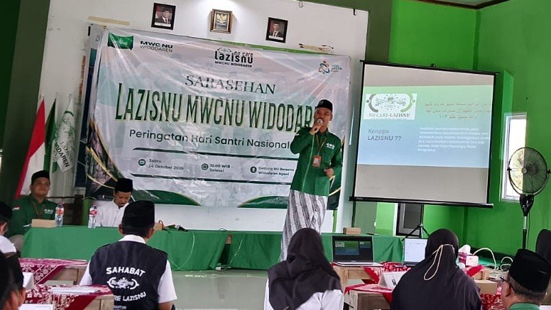 H. Mundirin, Ketua NU Care MWCNU Widodaren Ngawi memberikan motivasi Berlazisnu dalam Sarasehan./dok.Qony