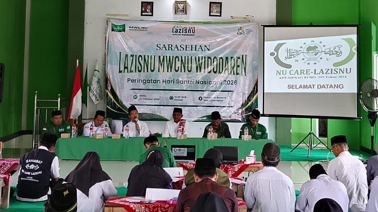 Momen Hari Santri Nasional 2026, NU Care MWCNU Widodaren Ngawi menggelar sarasehan untuk penguatan kelembagaan dan transparansi ZIS (24/10)./dok.Qony