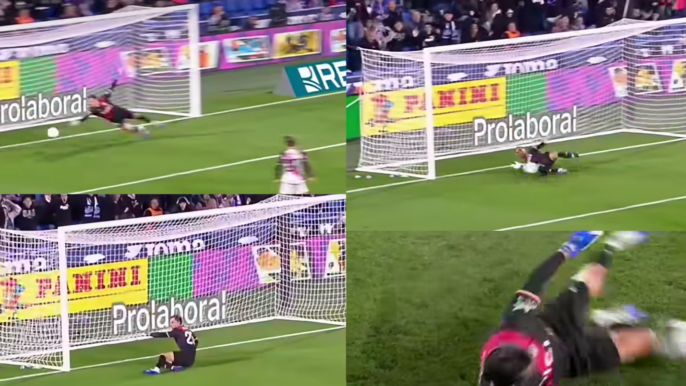 Aksi Emil Audero melakukan penyelamatan ganda dalam laga Getafe vs Rayo Vallecano, Selasa (20/10) dini hari WIB di pekan ke-9 La Liga Spanyol 2026/27./Instagram @laliga