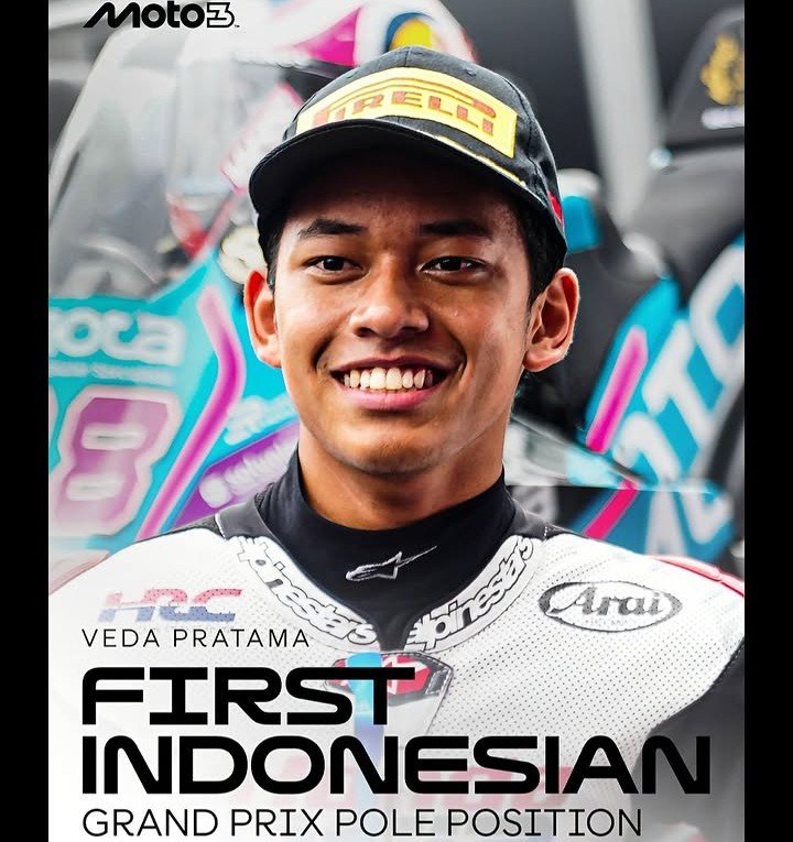 Sejarah, Veda Pratama pembalap Indonesia pertama pole position di grand prix./Instagram @motogp