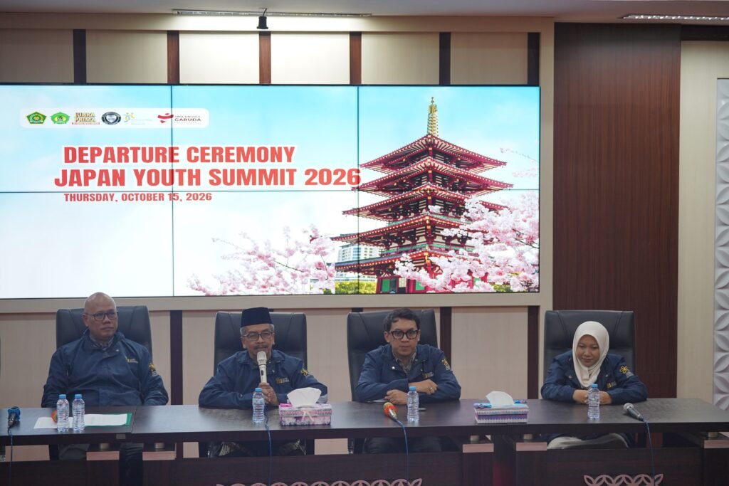 Suasana Departure Ceremony Japan Youth Summit 2026 yang berlangsung khidmat di Auditorium Lantai 4 Gedung Laboratorium Sains Terpadu MAN 2 Kota Malang.