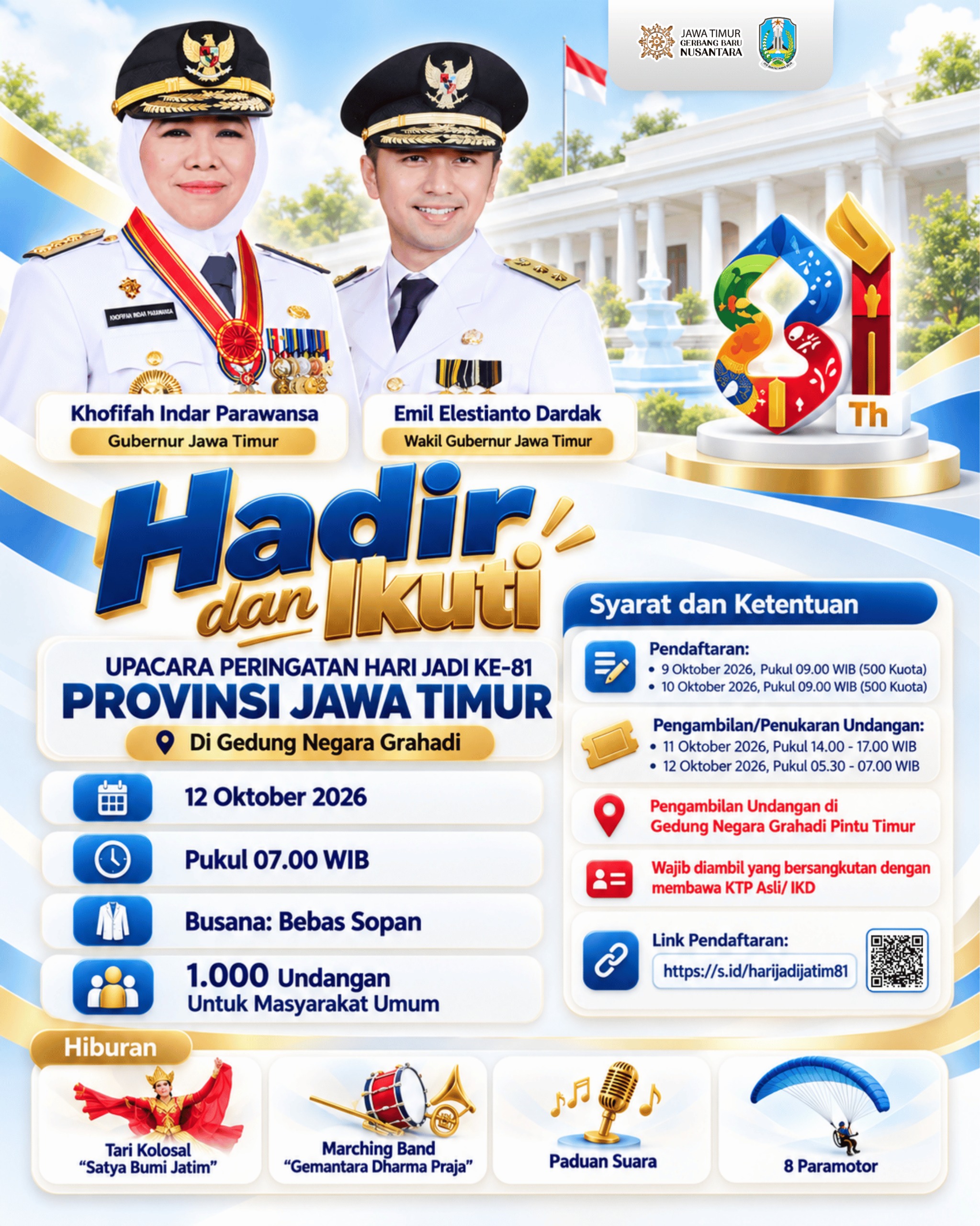 Grahadi Diserbu, 500 Kuota Undangan Upacara HUT ke-81 Jatim Ludes Hanya dalam 31 Detik