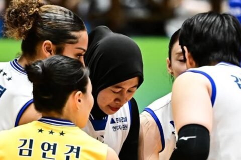 Megawati Hangestri mencetak 14 poin saat Hyundai Hillstate kalah di laga pertama Grup B KOVO Cup 2026 di Yeosu (14/10)./Instagram @hdecvolleyballteam
