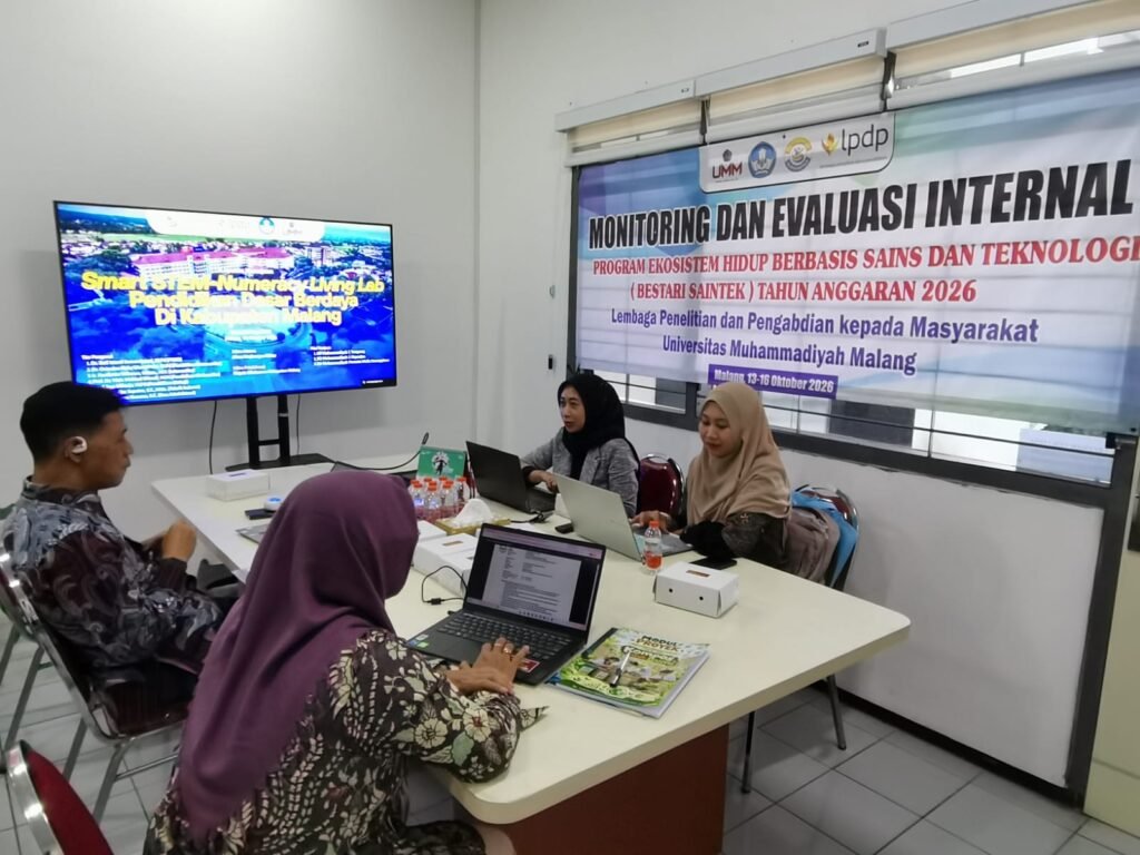 Pelaksanaan Monitoring dan Evaluasi (Monev) internal program Bestari Saintek LPDP oleh LPPM UMM.