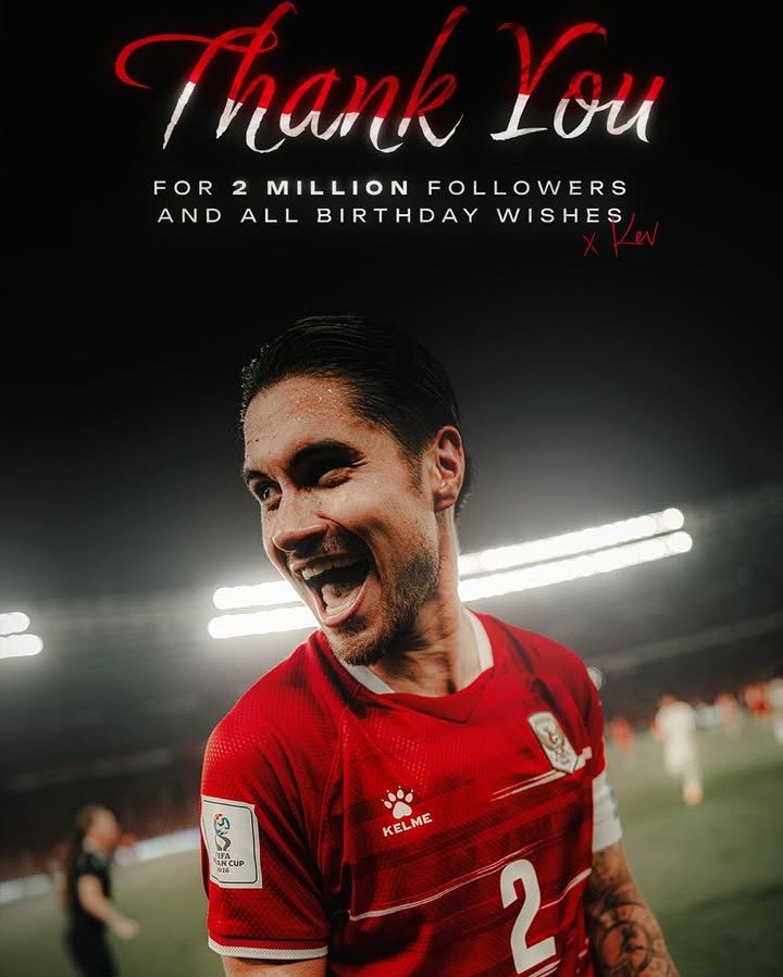 Kevin Diks ulang tahun ke-30 dan mendapat 2 juta pengikut di Instagram./Instagram @kevindiks2