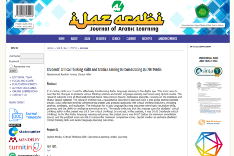 Tampilan depan jurnal