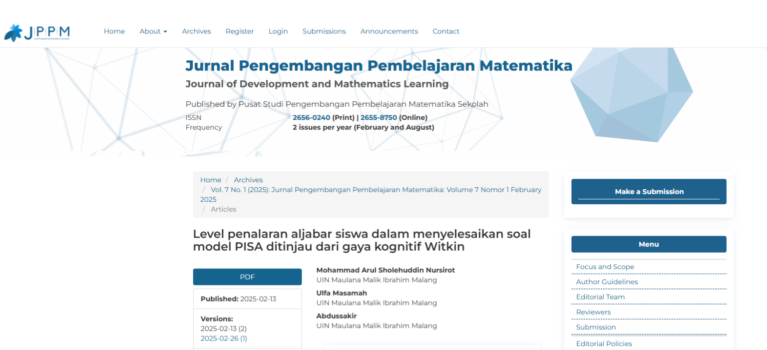 Mahasiswa Tadris Matematika UIN Malang Tembus Jurnal SINTA 3, Teliti Penalaran Aljabar Siswa