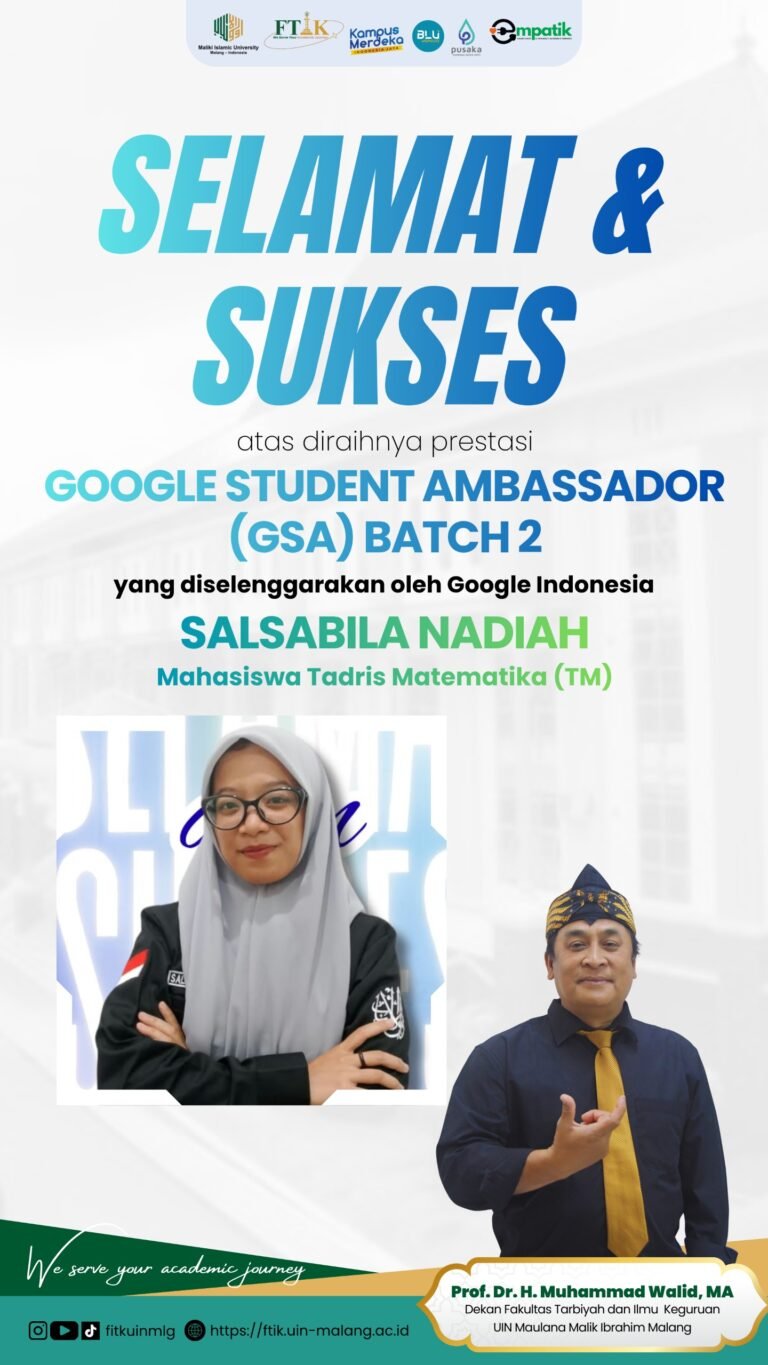 Pamflet ucapan selamat dari FTIK UIN Malang