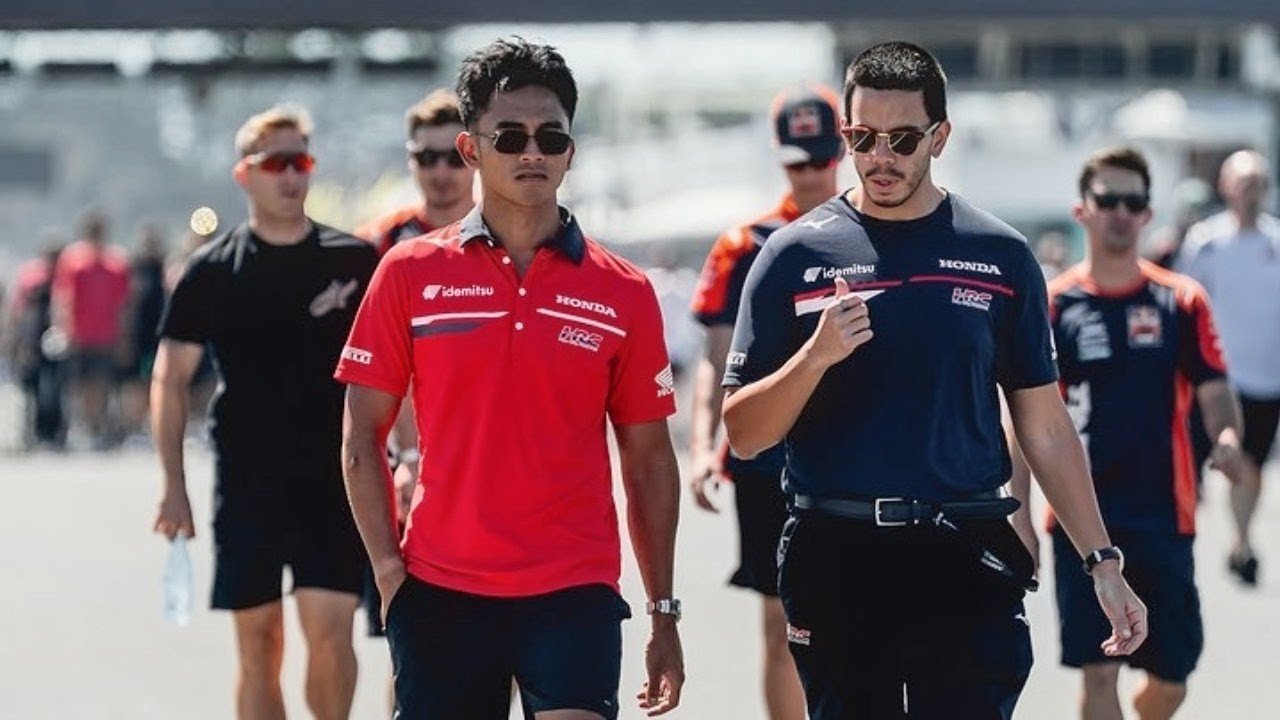 Mario Aji saat observasi trek pada Kamis (22/10) sebelum sesi balap Moto2 Australia 2026 di Sirkuit Phillip Island./Instagram @honda_team_asia
