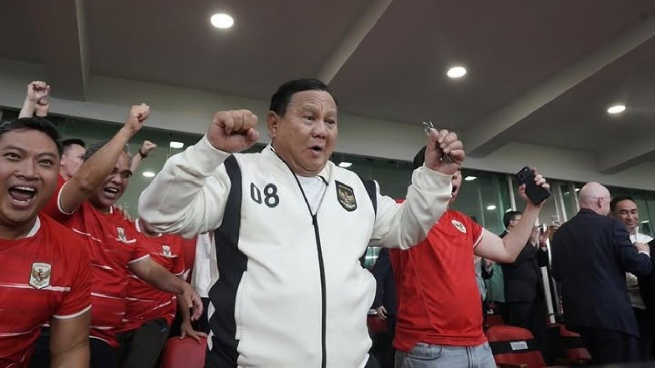 Reaksi bahagia Presiden Prabowo Subianto usai Timnas Indonesia juara FIFA ASEAN Cup 2026 (5/10) di Stadion Gelora Bung Karno, Jakarta./Instagram @presidenrepublikindonesia