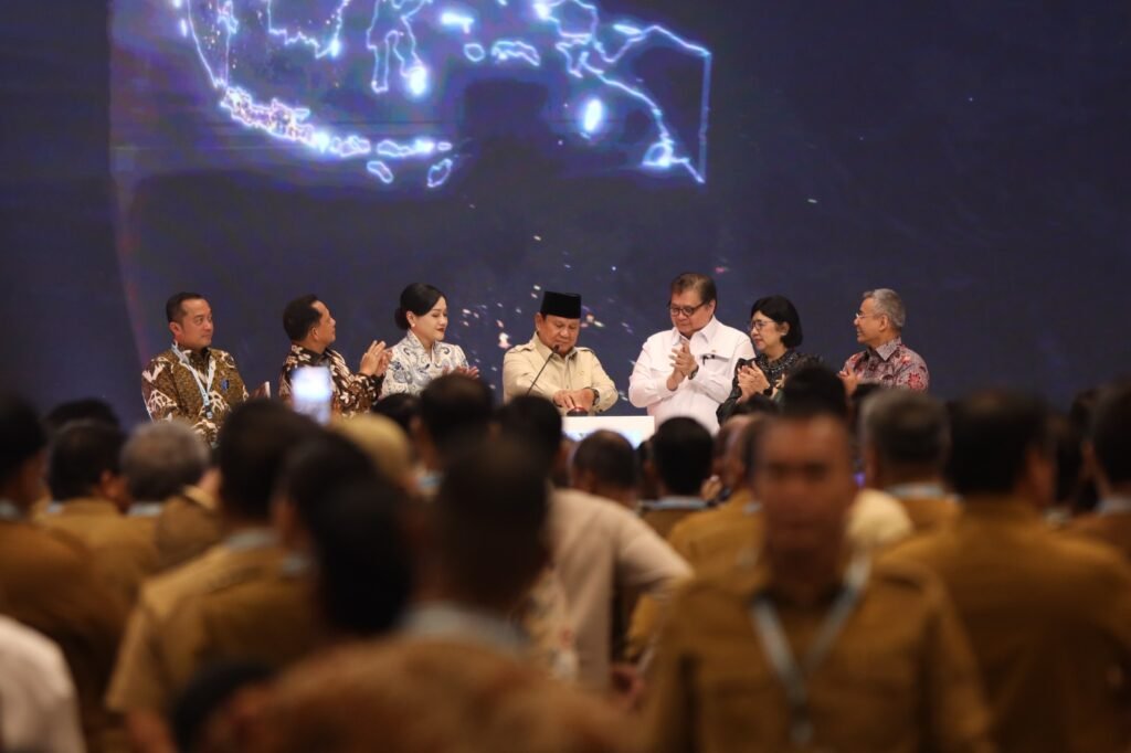 Presiden Prabowo Subianto saat membuka Rakornas TPAKD 2026 di Jakarta.