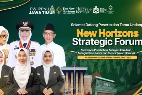 Banner resmi New Horizons Strategic Forum PW IPPNU Jawa Timur.