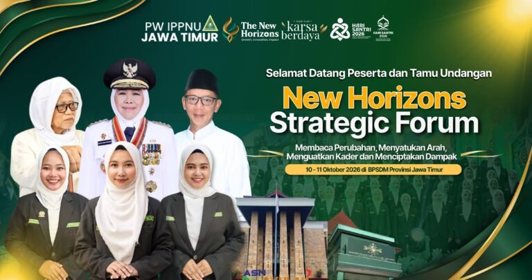 Banner resmi New Horizons Strategic Forum PW IPPNU Jawa Timur.