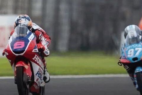 Pembalap Indonesia, Veda Pratama (9) finis ke-11 di balap Moto3 2026 seri Motegi, Jepang (4/10)./Instagram @honda_team_asia