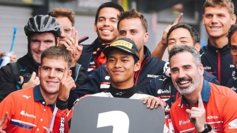 Veda Pratama pole position di Moto3 Australia 2026 (24/10) membuat bangga sponsor internasional./Instagram @hondaracingglobal