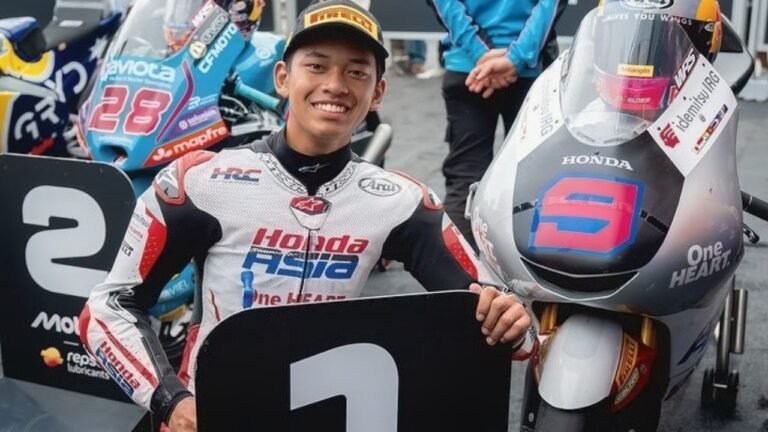 Veda Pratama pole position Moto3 Australia 2026 (24/10), catatkan tiga fakta menarik. Salah satunya pembalap Indonesia pertama pole di grand prix./Instagram @honda_team_asia